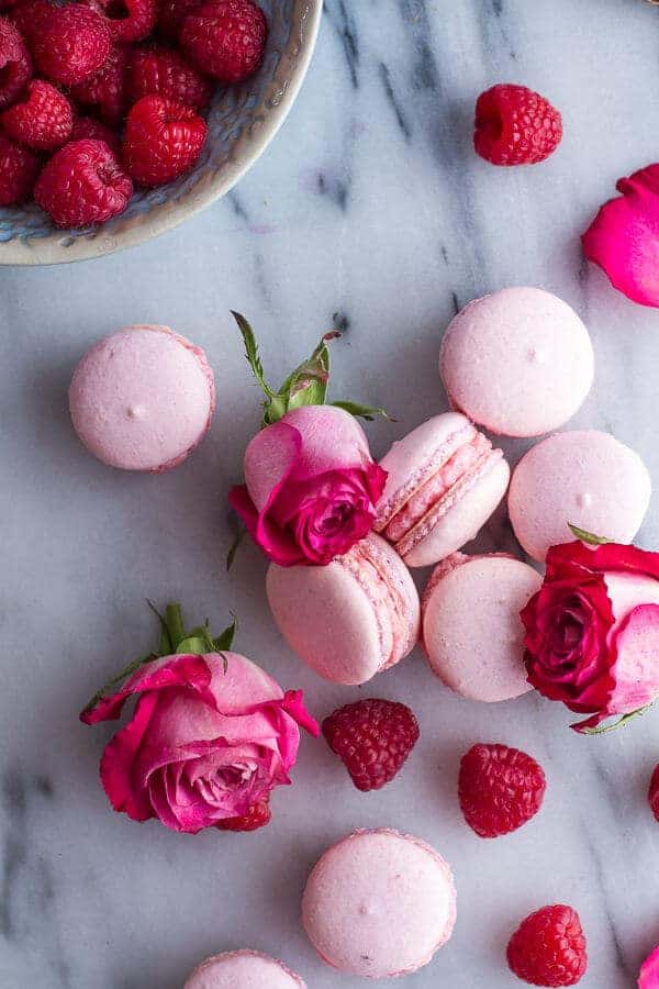 Coconut Raspberry Macarons With Raspberry Rose Buttercream | halfbakedharvest.com