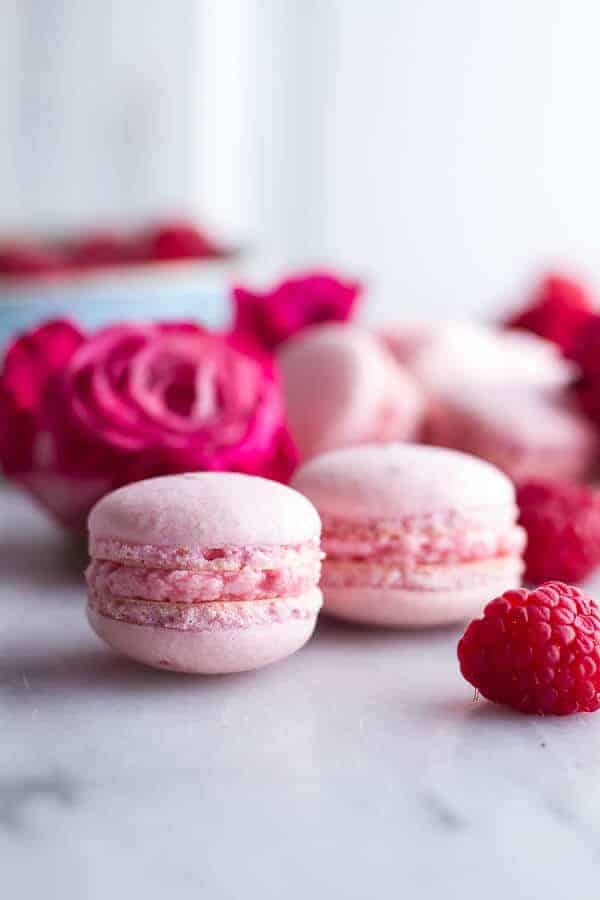 Coconut Raspberry Macarons With Raspberry Rose Buttercream | halfbakedharvest.com