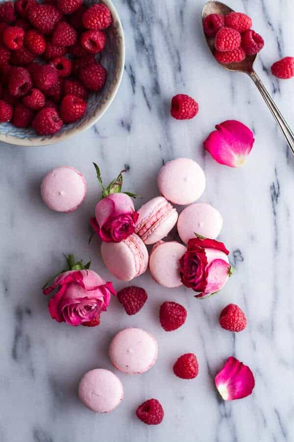 Coconut Raspberry Macarons With Raspberry Rose Buttercream | halfbakedharvest.com