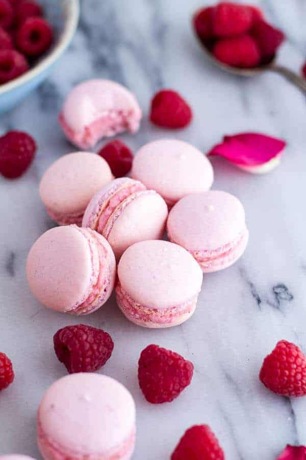 Coconut Raspberry Macarons With Raspberry Rose Buttercream | halfbakedharvest.com