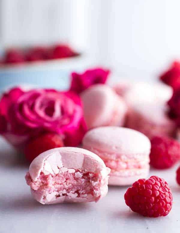 Coconut Raspberry Macarons With Raspberry Rose Buttercream | halfbakedharvest.com