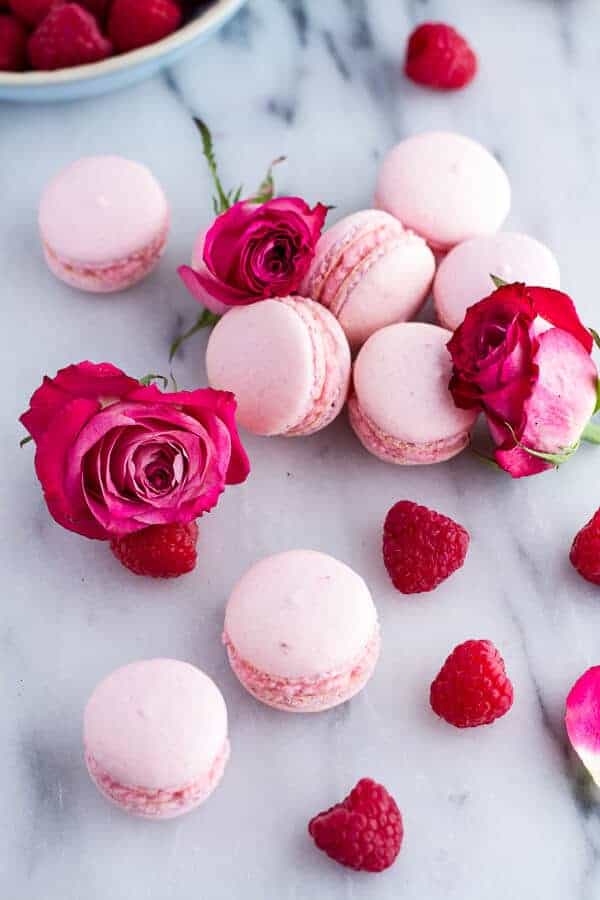 Coconut Raspberry Macarons With Raspberry Rose Buttercream | halfbakedharvest.com