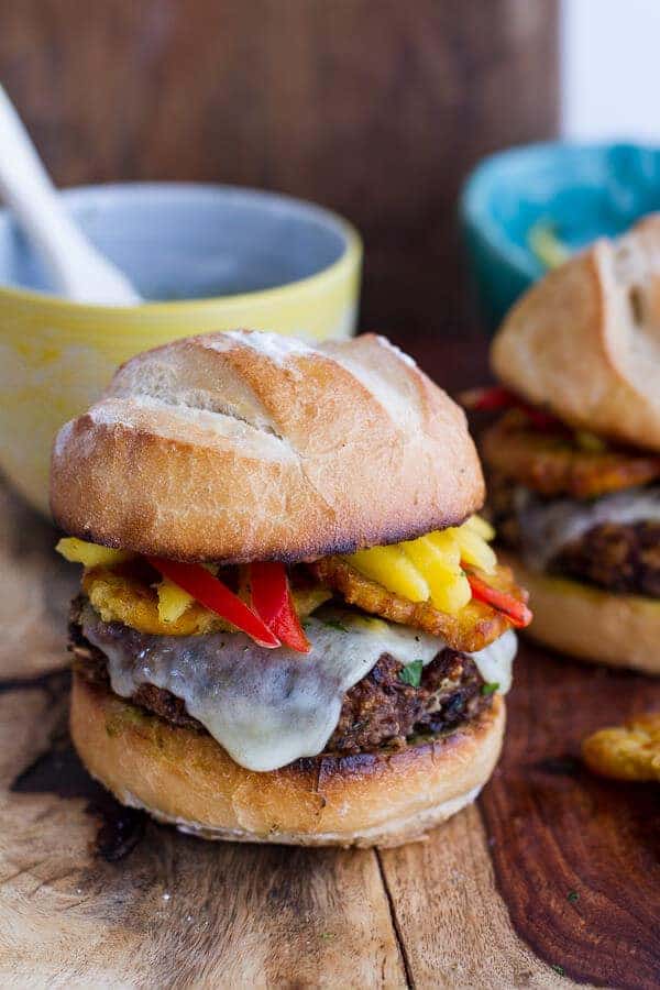 Cuban Black Bean and Rice Mojo Burgers with Slaw + Garlic Tostones | halfbakedharvest.com