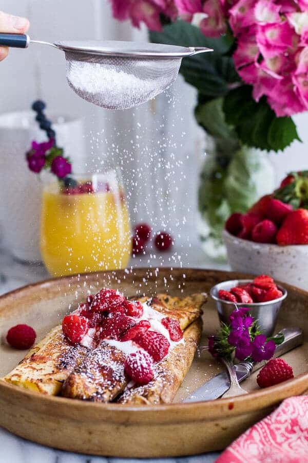Lemon Ricotta Cheese Stuffed French Toast Crepes with Vanilla Stewed Strawberries | halfbakedharvest.com