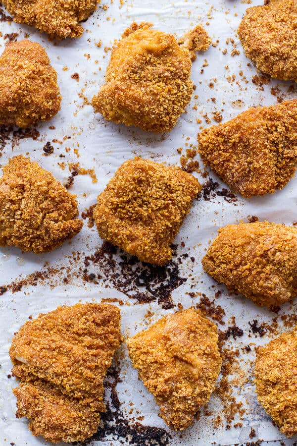 Sweet Tea Oven-Fried Chicken Sliders w- Jalapeño Cheddar Corn Slaw + Crispy Onions | halfbakedharvest.com