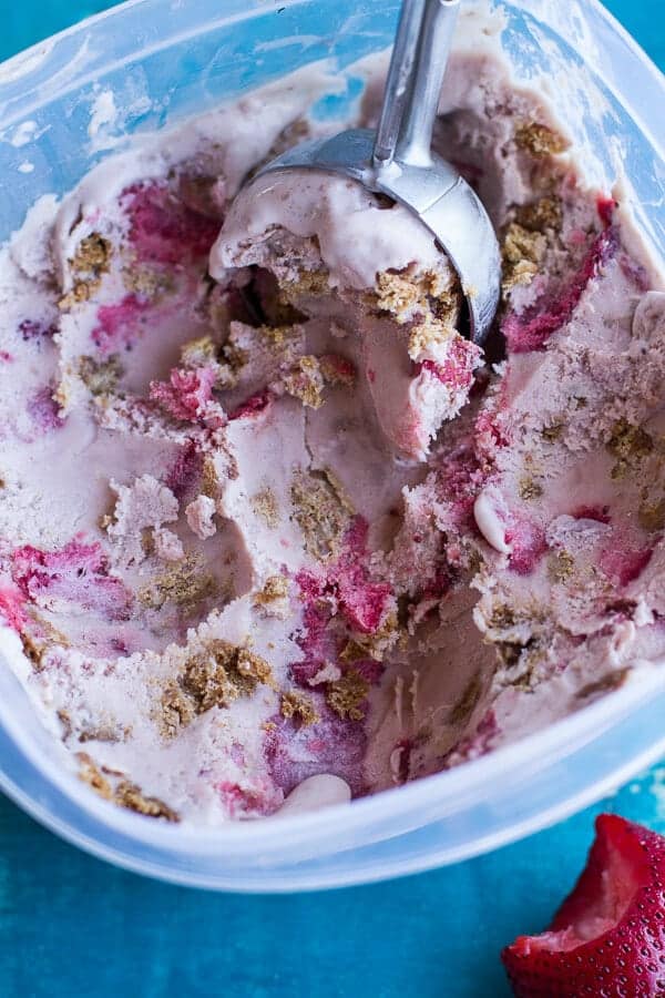 Caramelized Strawberry and Graham Cracker Crumble Ice Cream | halfbakedharvest.com