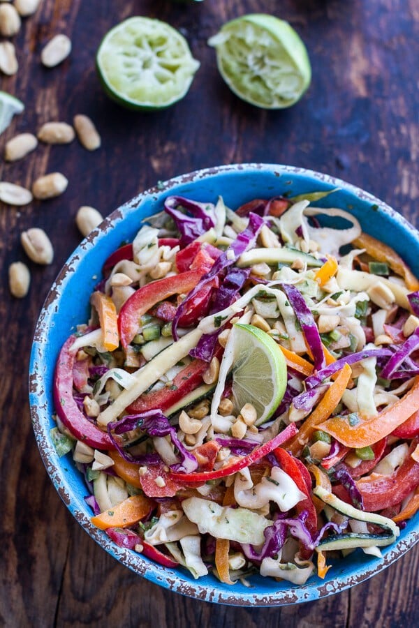 Extra Sticky Thai BBQ Ribs w-Peanut BBQ Sauce + Sweet Thai Ginger Slaw | halfbakedharvest.com