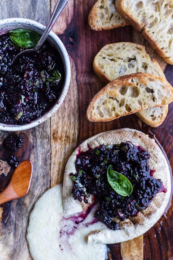 Grilled Brie with Blackberry Basil Smash Salsa + Charred Bread | halfbakedharvest.com