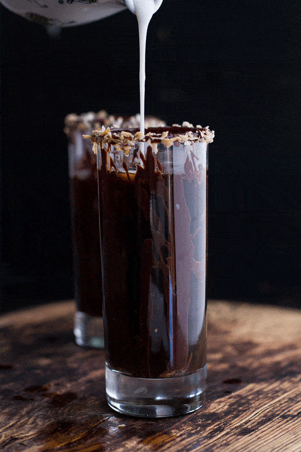 Coconut Iced Coffee...with Mini Chocolate Glazed Coffee Doughnuts | halfbakedharvest.com