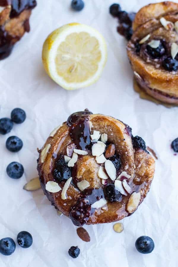 Vanilla Bean Blueberry Lemon + Cream Cheese Swirl Sticky Buns | halfbakedharvest.com