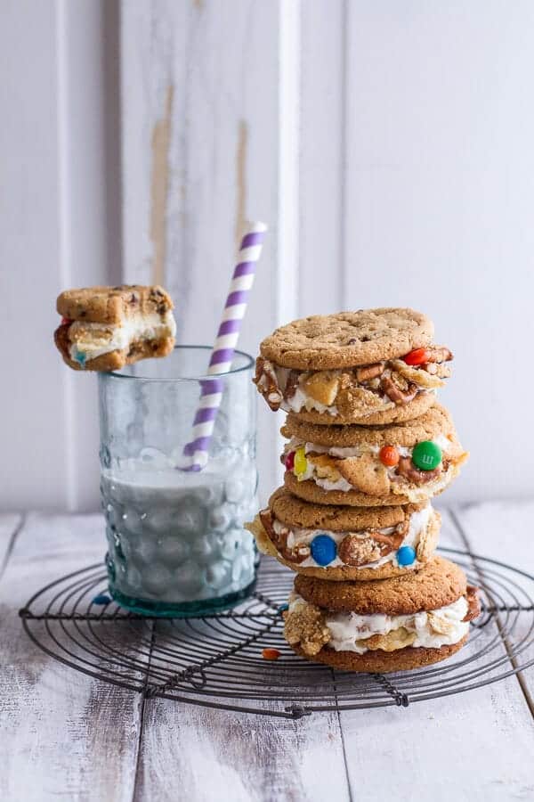 The Munchies Sweet Corn Ice Cream Sandwiches w/Peanut Butter Chip Cookies | halfbakedharvest.com