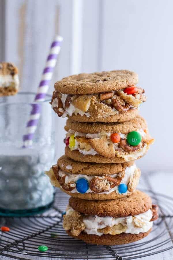 The Munchies Sweet Corn Ice Cream Sandwiches w/Peanut Butter Chip Cookies | halfbakedharvest.com