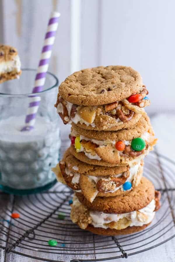 The Munchies Sweet Corn Ice Cream Sandwiches w/Peanut Butter Chip Cookies | halfbakedharvest.com