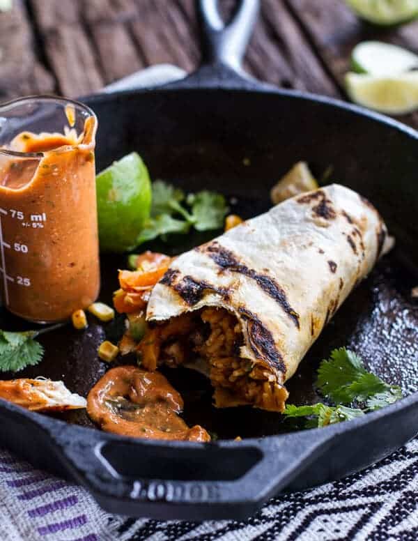 Easy Chicken Fajitas with Cheesy Enchilada Rice + Spicy Tex-Mex Special Sauce | halfbakedharvest.com