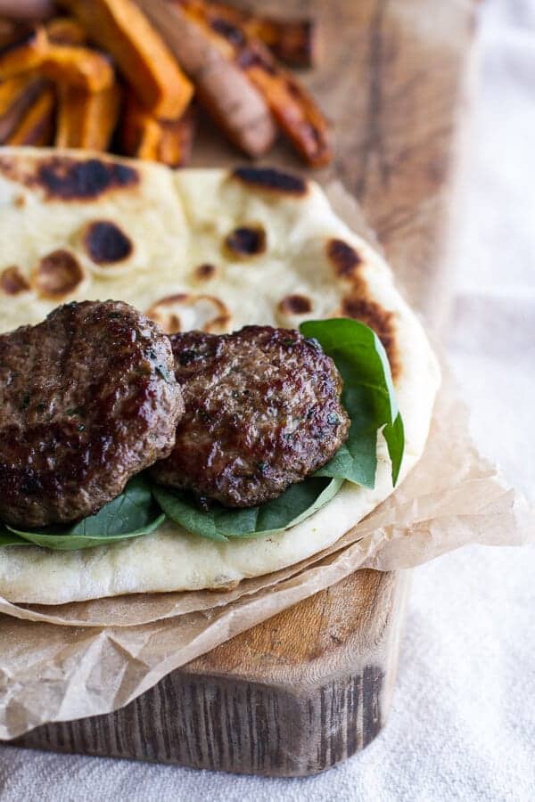 Moroccan Spiced Lamb Burgers with Apricot Chutney + Pistachio Feta Pesto | halfbakedharvest.com