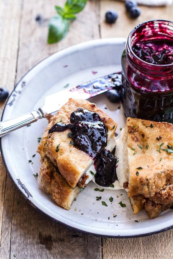 Mozzarella in Carrozza (Fried Mozzarella Sandwich) w-Blueberry Balsamic Jam | halfbakedharvest.com 