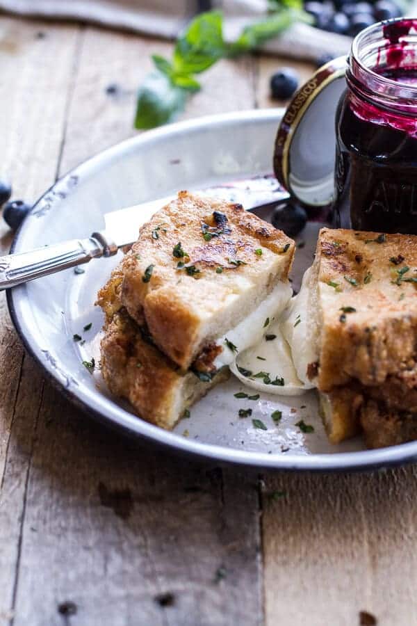Mozzarella in Carrozza (Fried Mozzarella Sandwich) w-Blueberry Balsamic Jam | halfbakedharvest.com 
