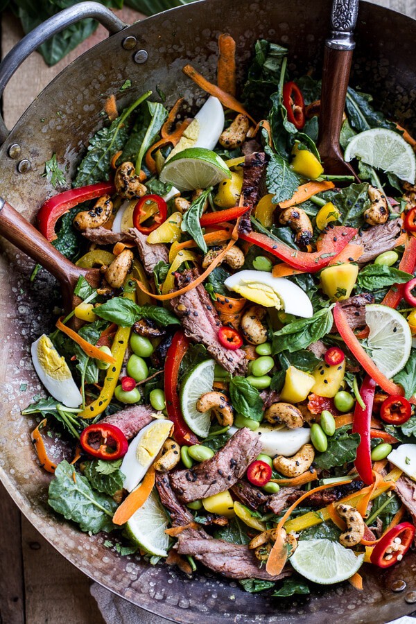 Thai Steak Salad w/Sweet + Spicy Tahini Dressing and Sesame Chili-Lime Cashews | halfbakedharvest.com
