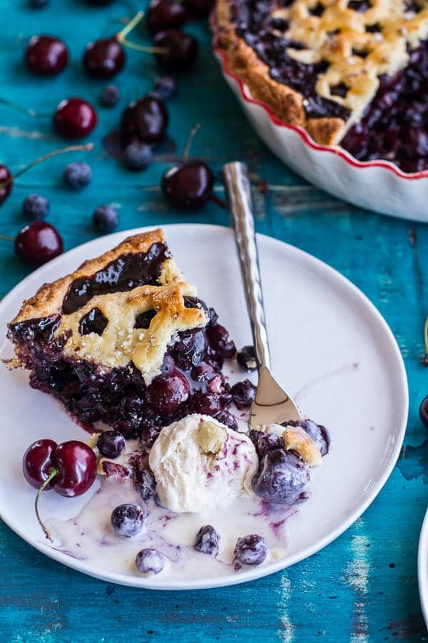 Vanilla Bourbon Cherry-Blueberry Pie | halfbakedharvest.com