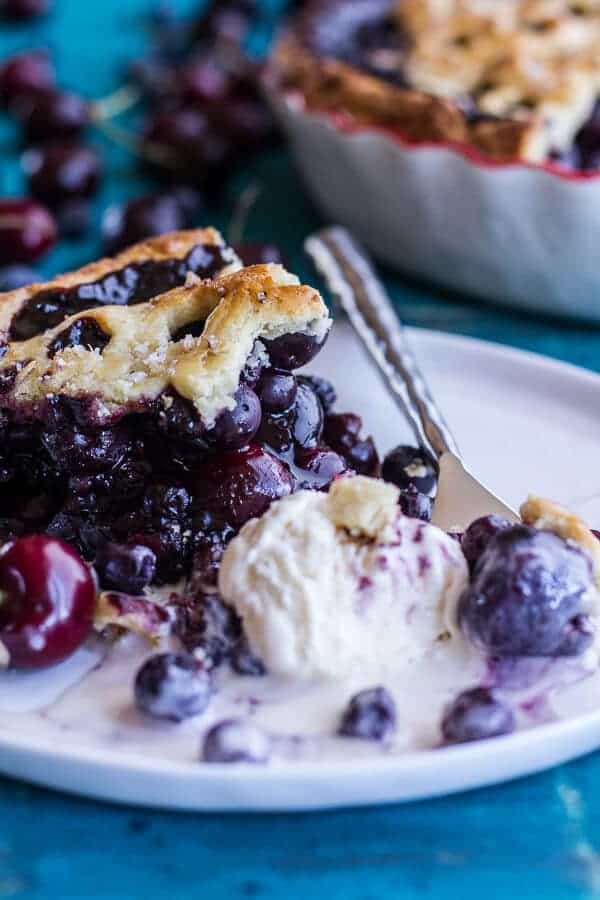 Vanilla Bourbon Cherry-Blueberry Pie | halfbakedharvest.com