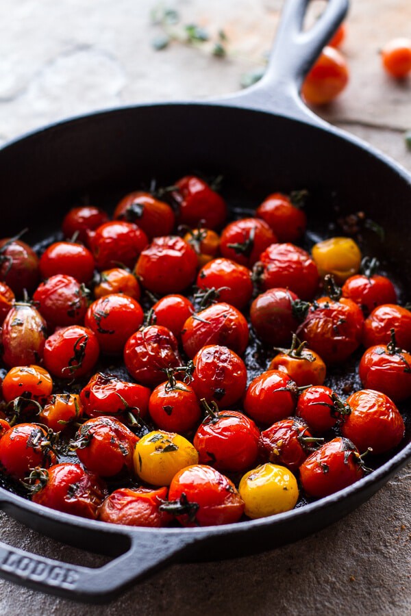 Balsamic Fig Glazed Pork w-Blistered Cherry Tomatoes and Creamy Gorgonzola Polenta | halfbakedharvest.com @hbharvest