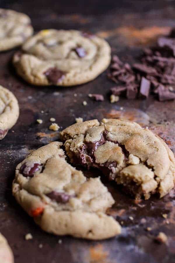 Double Trouble Chocolate Chunk Peanut Butter Honey Cookies | halfbakedharvest.com @hbharvest