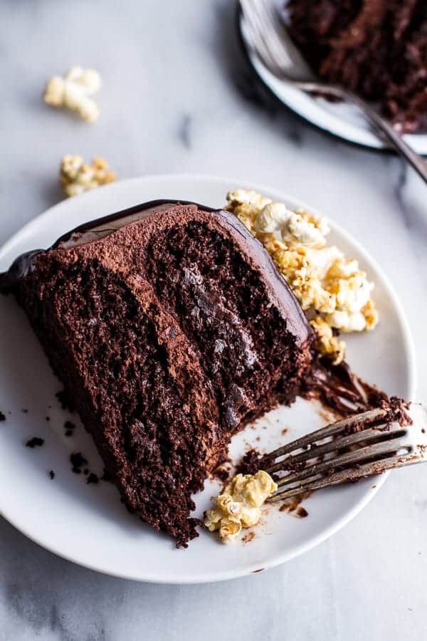 Healthier Chocolate Lovers Sweet Corn and Hazelnut Crunch Chocolate Cake w-Ganache | halfbakedharvest.com @hbharvest