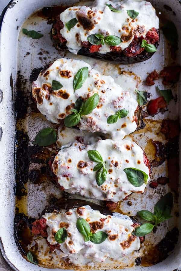 Roasted Garlic Eggplant Lasagna Boats w-Spicy Italian Chicken Sausage | halfbakedharvest.com @hbharvest