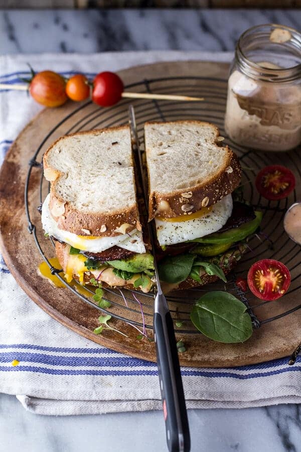 Bourbon Caramelized Bacon and Heirloom Tomato BLT w/Fried Eggs + Smoked Gouda | halfbakedharvest.com @hbharvest
