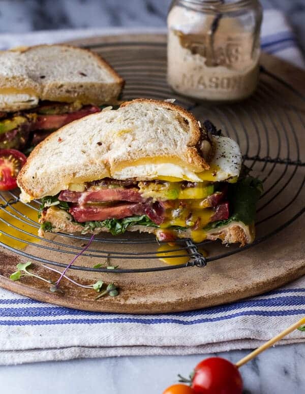 Bourbon Caramelized Bacon and Heirloom Tomato BLT w/Fried Eggs + Smoked Gouda | halfbakedharvest.com @hbharvest