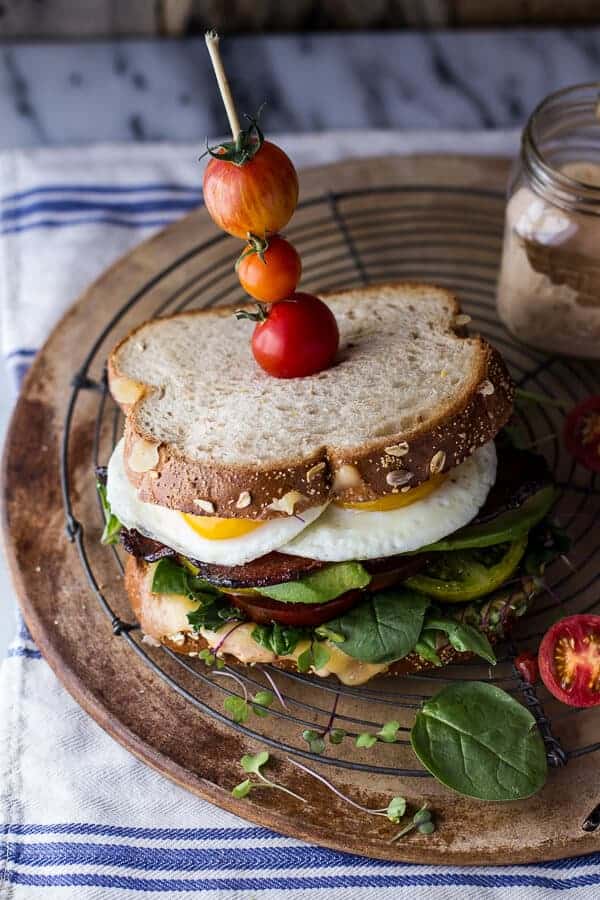 Bourbon Caramelized Bacon and Heirloom Tomato BLT w/Fried Eggs + Smoked Gouda | halfbakedharvest.com @hbharvest