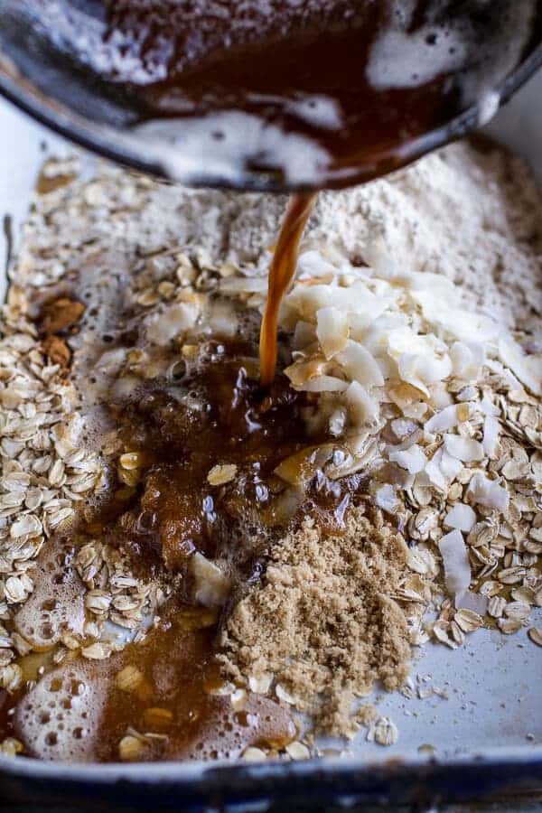 Brown Butter Caramelized Apple Crisp Bars w-Pecan Streusel + Mascarpone Maple Glaze | halfbakedharvest.com @hbharvest
