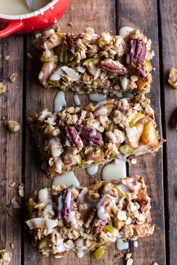 Brown Butter Caramelized Apple Crisp Bars w-Pecan Streusel + Mascarpone Maple Glaze | halfbakedharvest.com @hbharvest