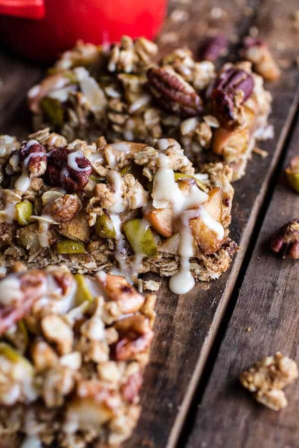 Brown Butter Caramelized Apple Crisp Bars w-Pecan Streusel + Mascarpone Maple Glaze | halfbakedharvest.com @hbharvest