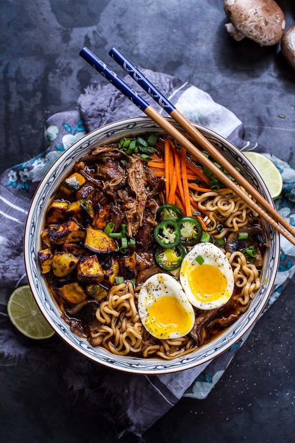 Crockpot Crispy Caramelized Pork Ramen Noodle Soup w/Curry Roasted Acorn Squash| halfbakedharvest.com @hbharvest