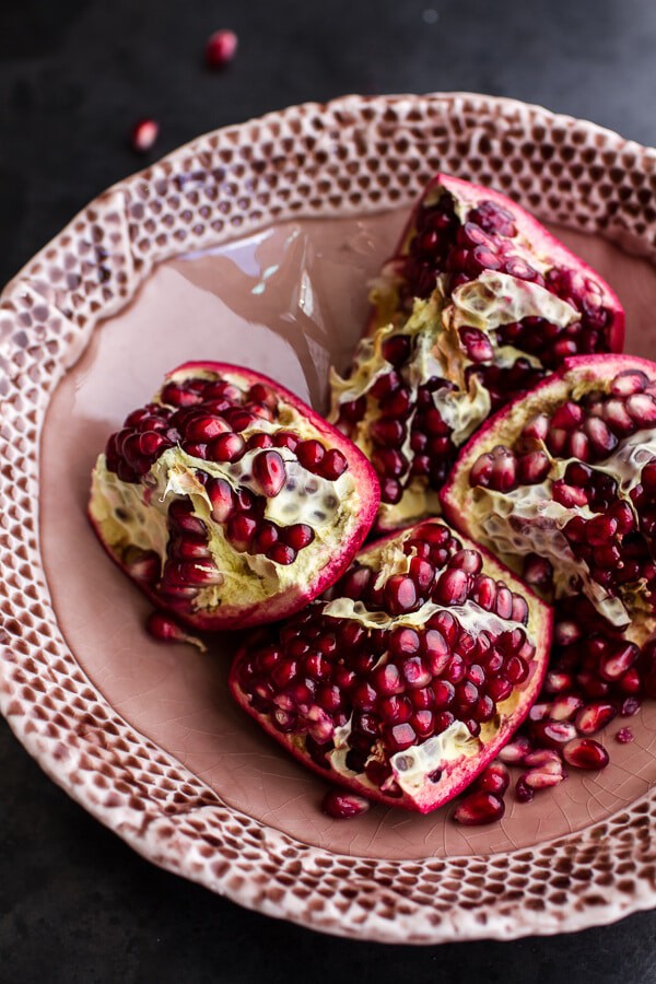 Miso Roasted Acorn Squash + Pomegranate Salad w/Waffled Cheddar Apple Tahini Grilled Cheese Triangles | halfbakedharvest.com @hbharvest