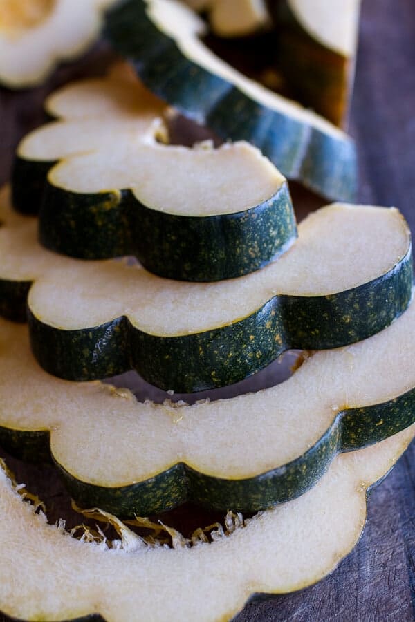 Miso Roasted Acorn Squash + Pomegranate Salad w/Waffled Cheddar Apple Tahini Grilled Cheese Triangles | halfbakedharvest.com @hbharvest