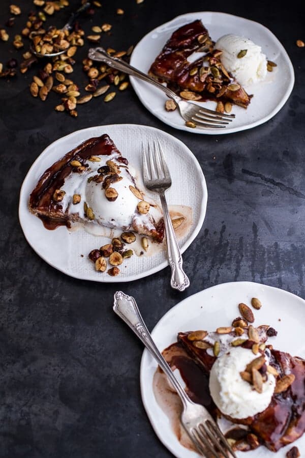 Nutella Banana Tarte Tatin with Cinnamon Sugar Roasted Pumpkin Seed and Hazelnut Crunch | halfbakedharvest.com @hbharvest