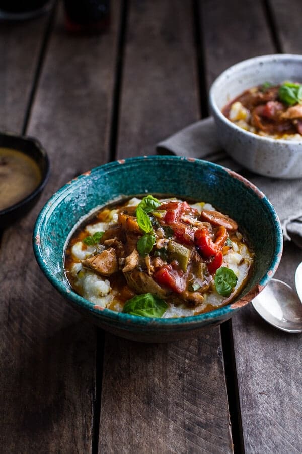 Quick Gumbo with Grilled Corn Grits + Smoky Chilied Brown Butter | halfbakedharvest.com @hbharvest