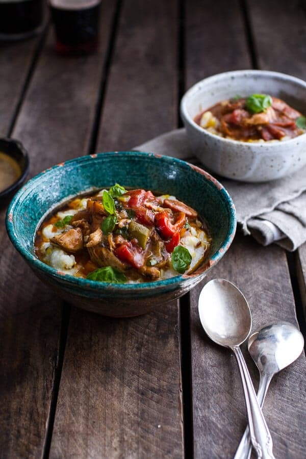 Quick Gumbo with Grilled Corn Grits + Smoky Chilied Brown Butter | halfbakedharvest.com @hbharvest