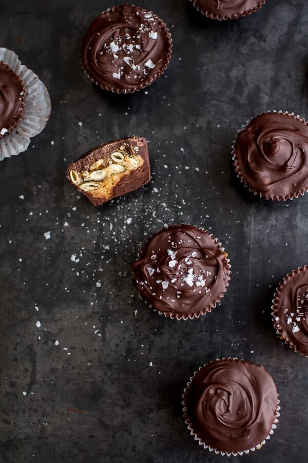Mini Chocolate Pumpkin Seed Candy Peanut Butter Cups | halfbakedharvest.com @hbharvest