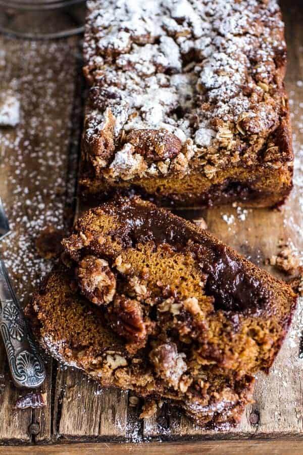 Molten Chocolate Pumpkin Streusel Bread...heavy on the Chocolate + Streusel | halfbakedharvest.com @hbharvest