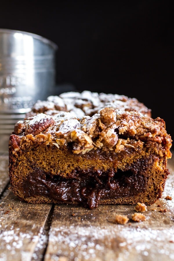Molten Chocolate Pumpkin Streusel Bread...heavy on the Chocolate + Streusel | halfbakedharvest.com @hbharvest