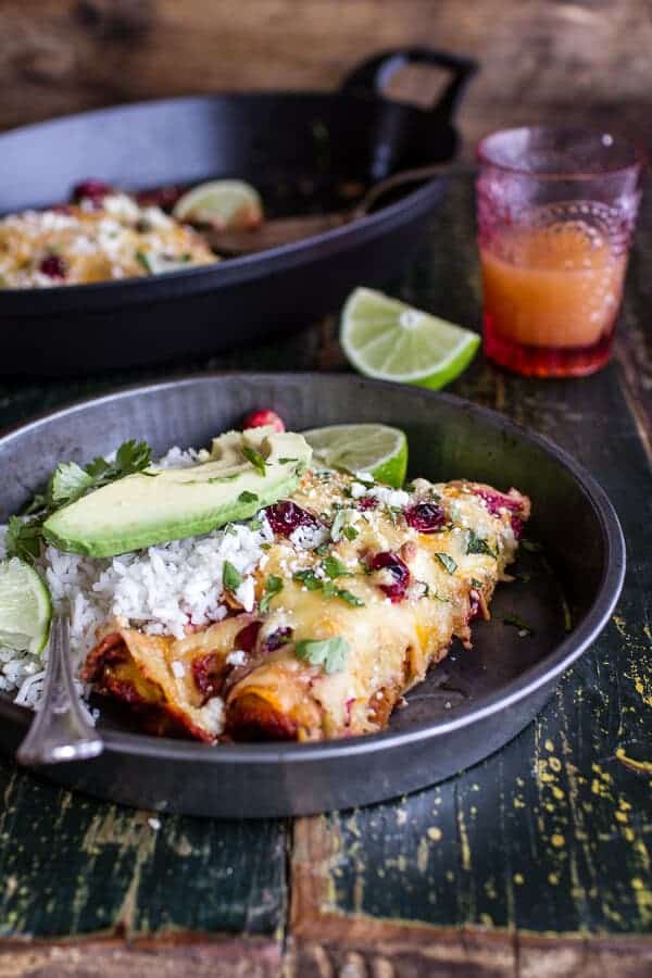 Roasted Chicken + Smoked Gouda Enchiladas w/Fire Roasted Tomatillo Cranberry Sauce | halfbakedharvest.com @hbharvest