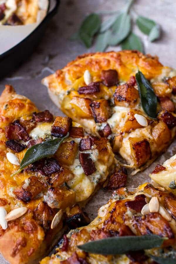 Sweet 'n' Spicy Roasted Butternut Squash Pizza w/Cider Caramelized Onions + Bacon | halfbakedharvest.com @hbharvest