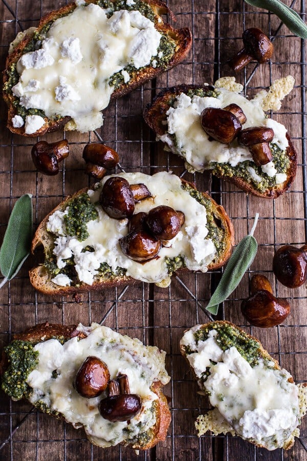 Buttered Mushroom, Sage Pesto + Goat Cheese Sourdough Toast | halfbakedharvest.com @hbharvest