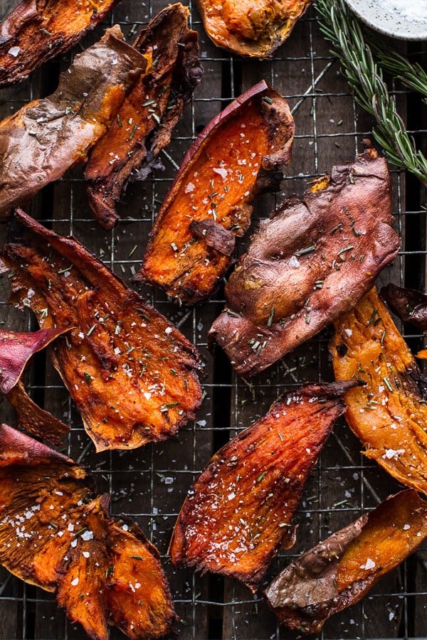 Simple Salty Sweet Potato Skin Chips | halfbakedharvest.com @hbharvest