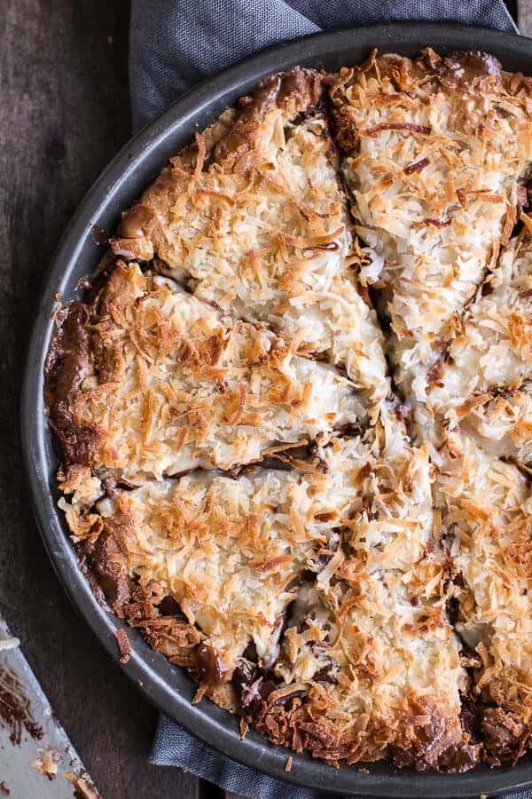 Warm Toasted "Caramel" Coconut Gooey Chocolate Crunch Bars | halfbakedharvest.com @hbharvest