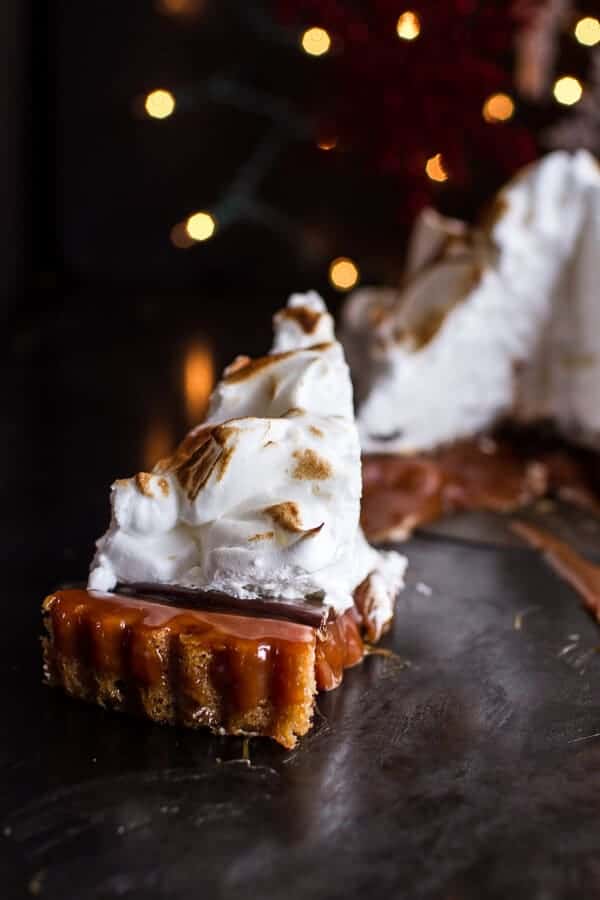 Chocolate Chip Cookie Bottomed Salted Rum Caramel Tart with Toasted Marshmallow | halfbakedharvest.com @hbharvest