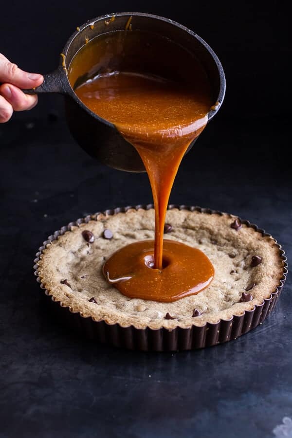 Chocolate Chip Cookie Bottomed Salted Rum Caramel Tart with Toasted Marshmallow | halfbakedharvest.com @hbharvest